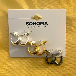 NEW Sonoma Pair of 3 small hoop earrings